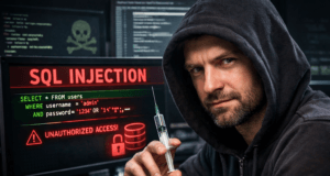 SQL Injection Tutorial Step-by-Step (2026 Guide) — Real Ethical Hacker Walkthrough SQL Injection tutorial step-by-step ethical hacking demonstration showing cybersecurity expert testing database vulnerability on computer screen