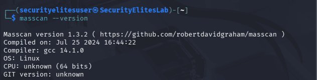 How to Install Masscan - Step 3 - Check Masscan Version