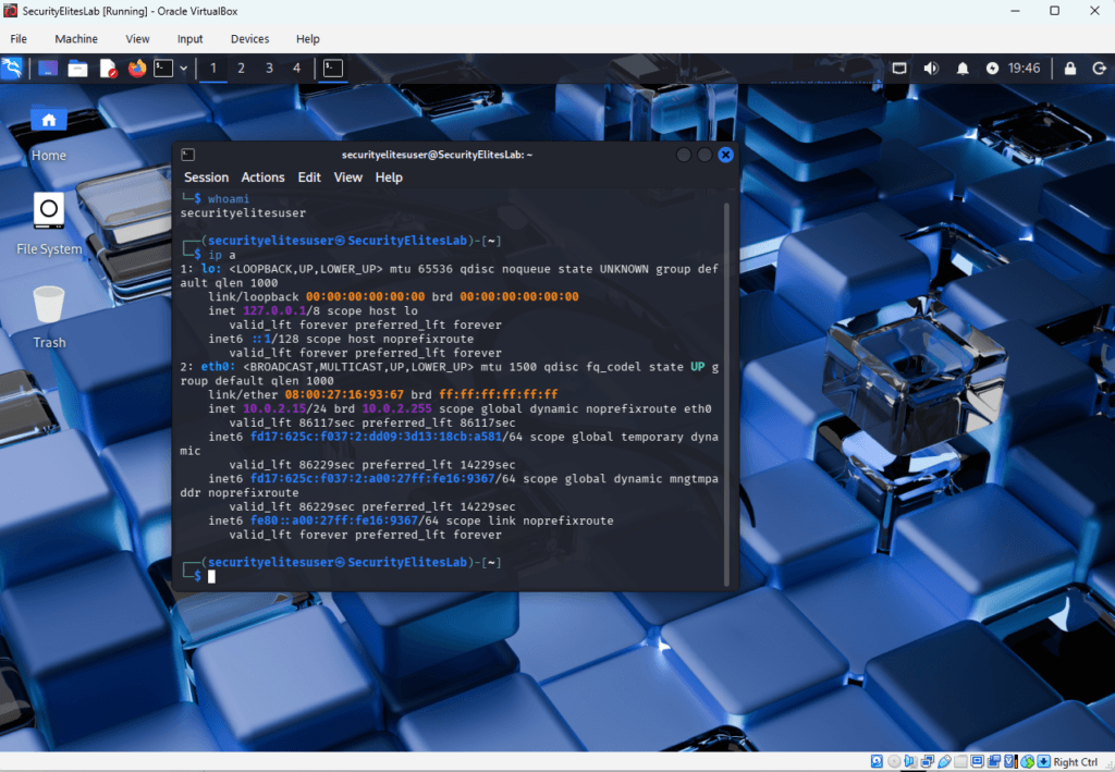kali linux tutorial checking ip address using ip command