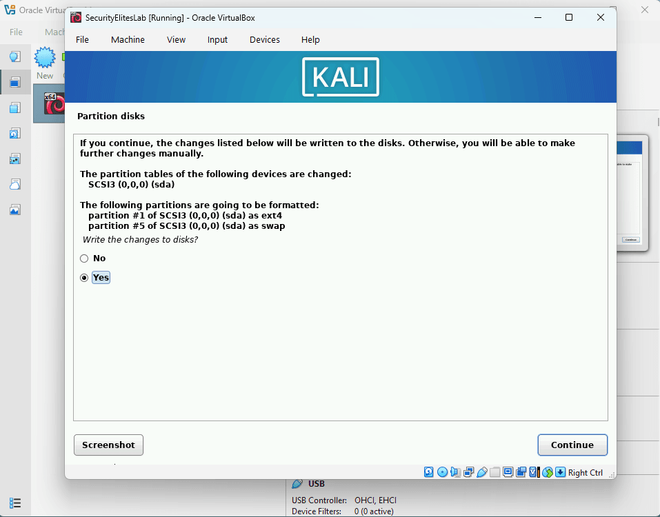 kali linux tutorial finalizing Partition Disks during installation