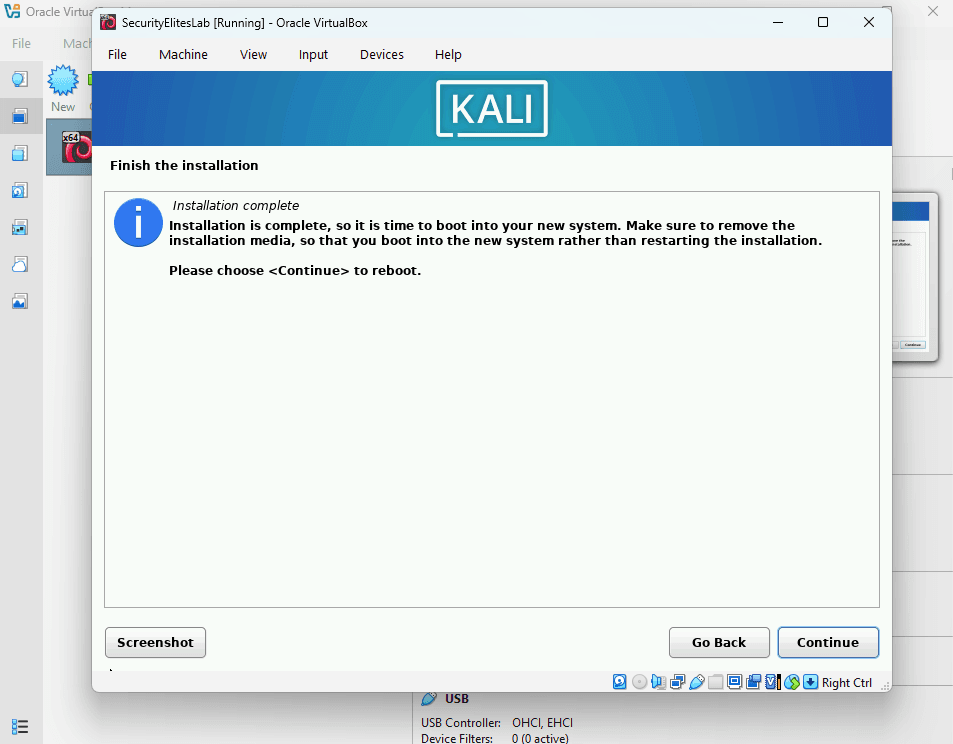 kali linux tutorial kali linux installation completed successfully