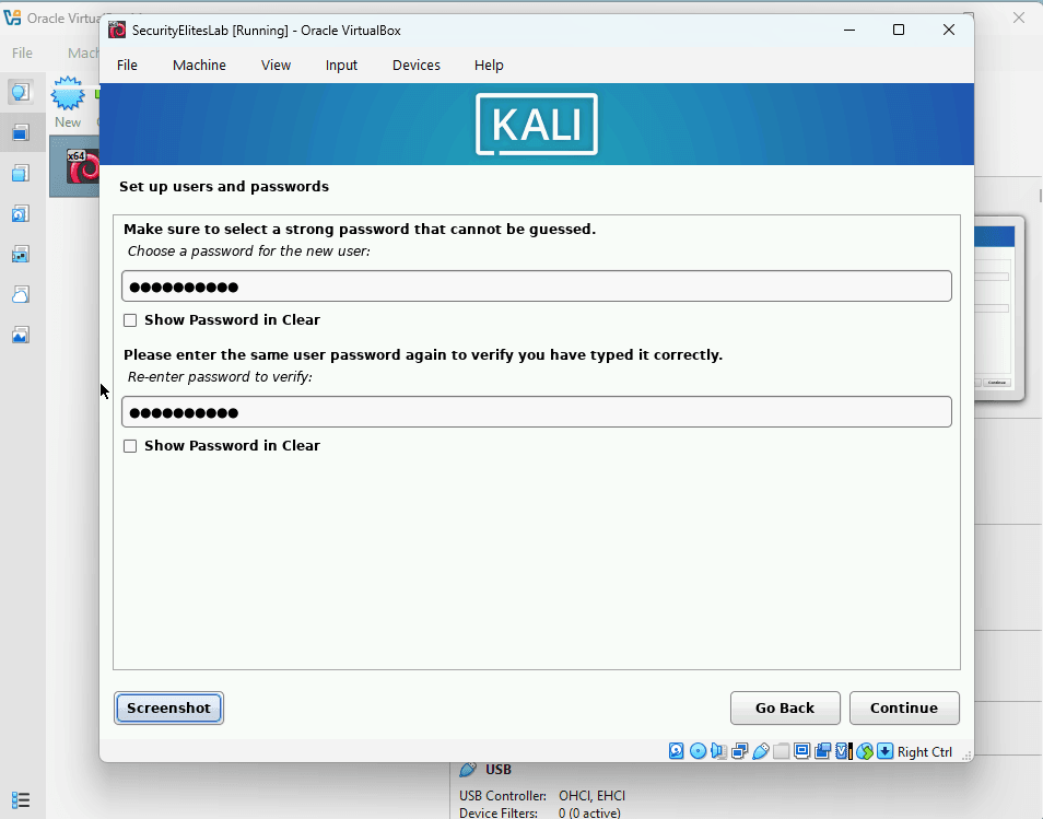 kali linux tutorial creating kali linux login password during installation