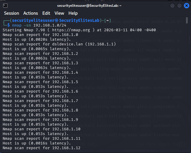 NMAP Hands On lab -Scenario 1 — Discover Devices in a Network
