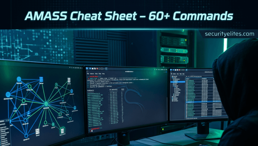 Amass Cheat Sheet with commands for subdomain enumeration and reconnaissance in cybersecurity