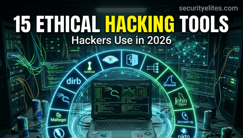 15 best ethical hacking tools used by hackers in 2026 including Nmap, Metasploit, Wireshark and Burp Suite