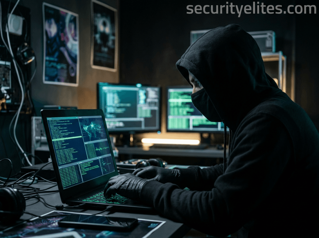 black hat hacker cybercriminal hacking computer system