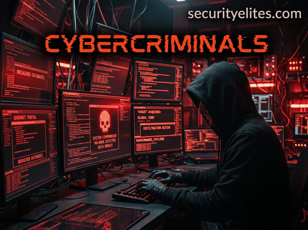 Black Hat Hackers performing cyber attacks and malicious hacking activities