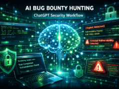 ChatGPT Bug Bounty Automation: How Hackers Find Vulnerabilities Faster (5 AI Techniques) ChatGPT bug bounty automation workflow showing AI ethical hacking with Kali Linux and vulnerability scanning