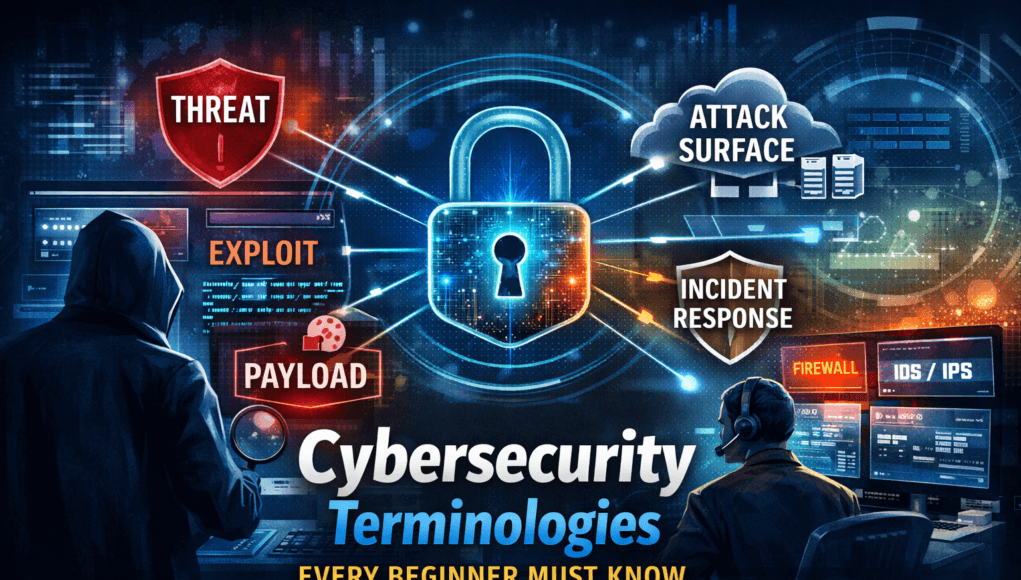 Cybersecurity terminologies every beginner must know including threat vulnerability exploit attack surface and incident response explained by SecurityElites
