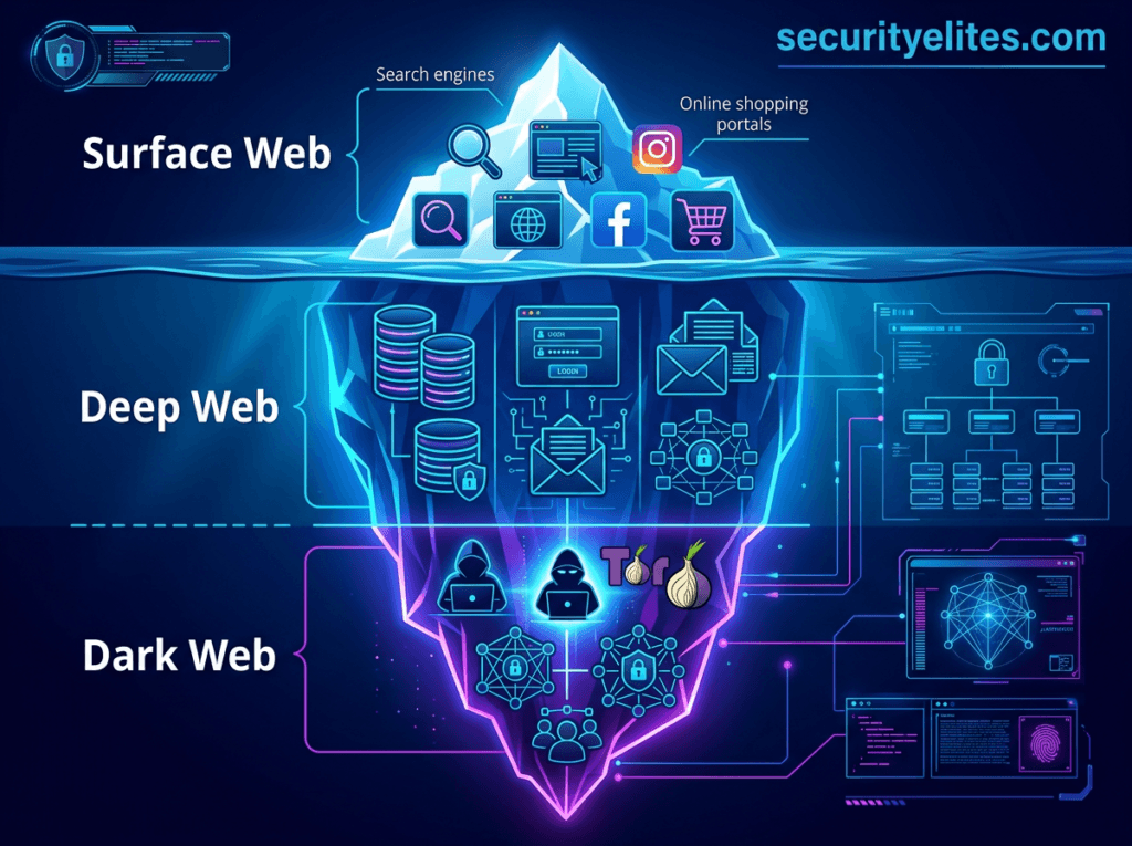 Dark Web Guide explaining surface web deep web and dark web layers