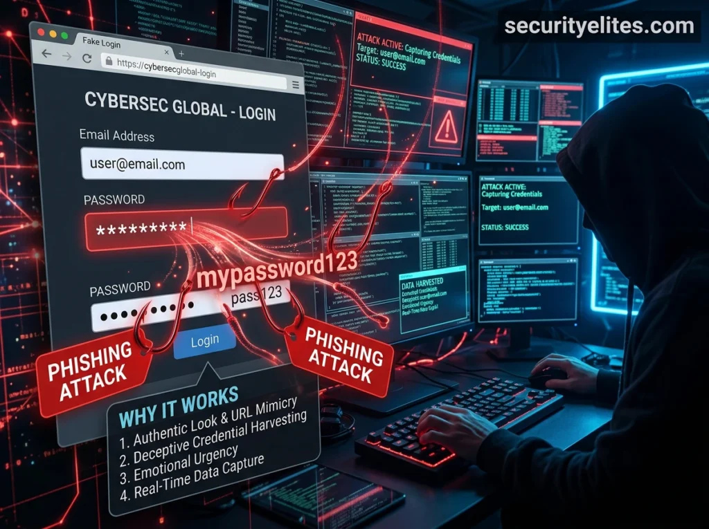 Fake login page used in phishing scams to steal user credentials