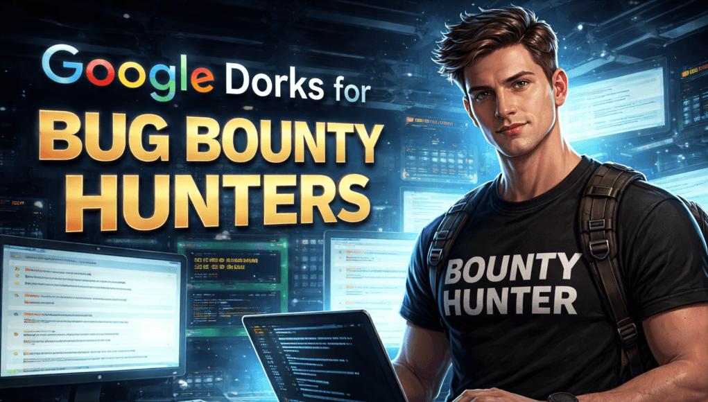 Google Dorks for Bug Bounty Hunters showing ethical hacker performing reconnaissance using advanced Google search operators