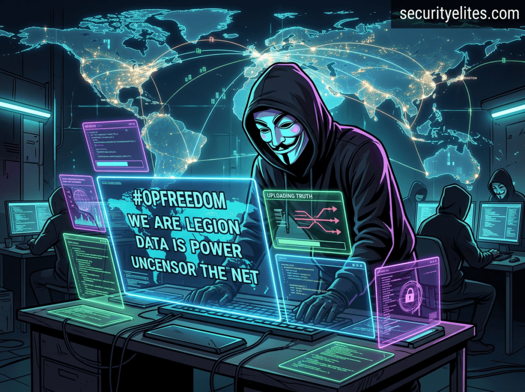 hacktivist hacker performing cyber protest attack