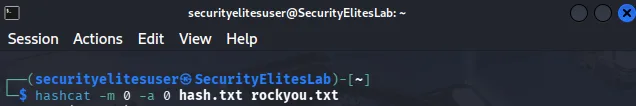 hashcat password cracking attack kali image 5 running hashcat password cracking attack using rockyou wordlist in kali linux