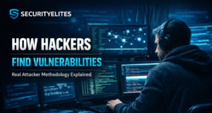 How Hackers Find Vulnerabilities: Beginner Guide to Real Attacker Methodology Ethical hacker searching for vulnerabilities using penetration testing and vulnerability scanning techniques