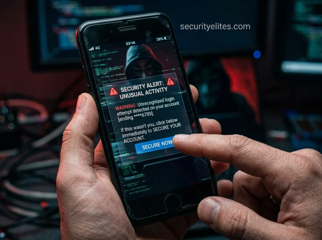 how hackers hack mobile phones using phishing message alert
