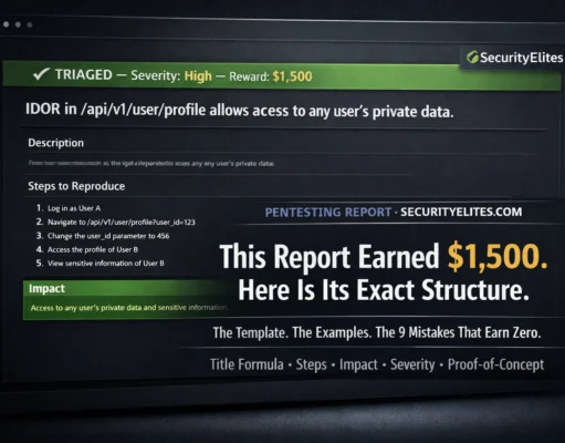 How to Write a Bug Bounty Report That Gets Paid — Templates, Examples, and the 9 Reasons Reports Get Rejected (2026) How to report bug bounty vulnerability showing IDOR report example with steps, impact and $1500 reward