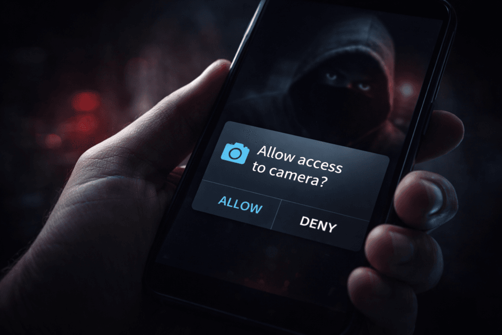 how webcam hacking works camera permission access risk mobile phone