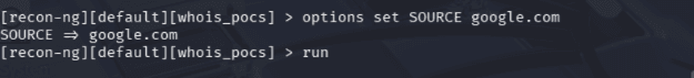 Setting source domain option in Recon-ng module for automated reconnaissance