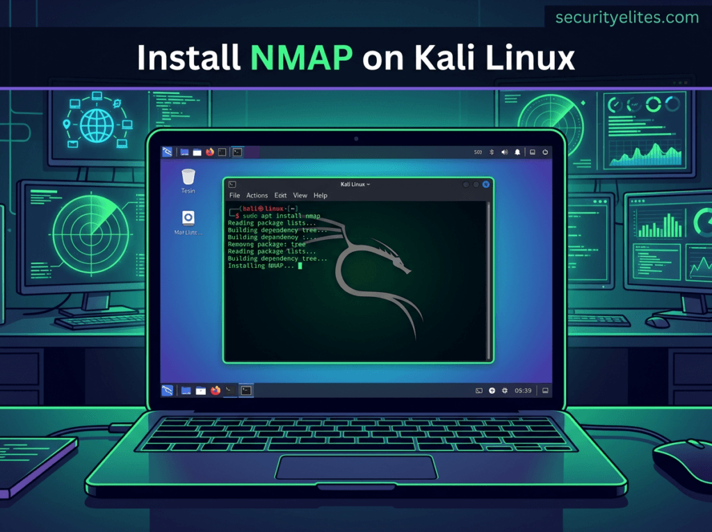 Installing NMAP on Kali Linux using sudo apt install nmap command