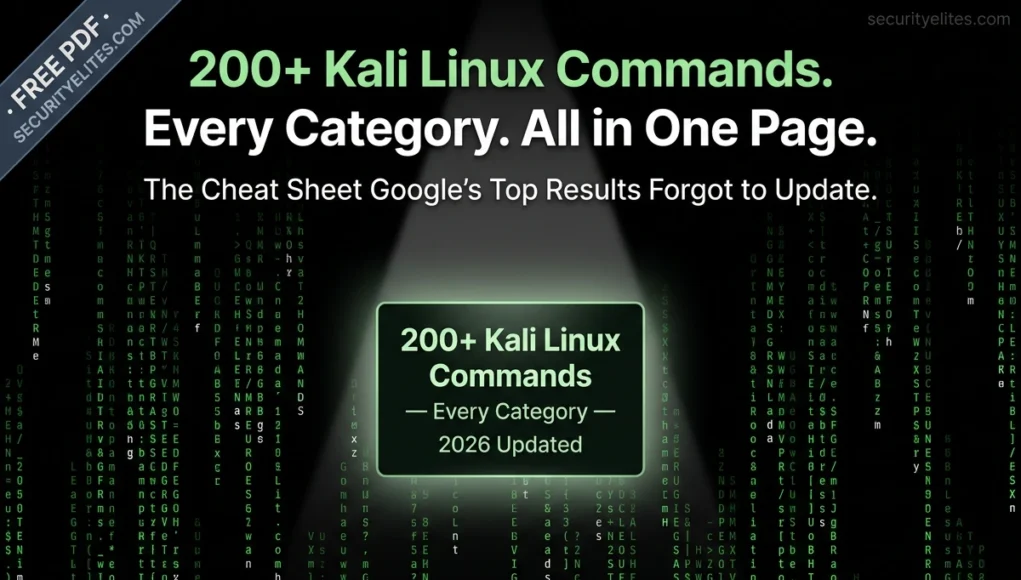 Kali Linux Commands Cheat Sheet 2026 — 200+ Commands with Examples Kali Linux commands cheat sheet 2026 with 200+ commands and real examples across all categories
