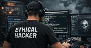 Linux Basics for Ethical Hackers: Complete Beginner Guide (2026) Ethical hacker using Linux terminal for penetration testing and cybersecurity analysis on Kali Linux system