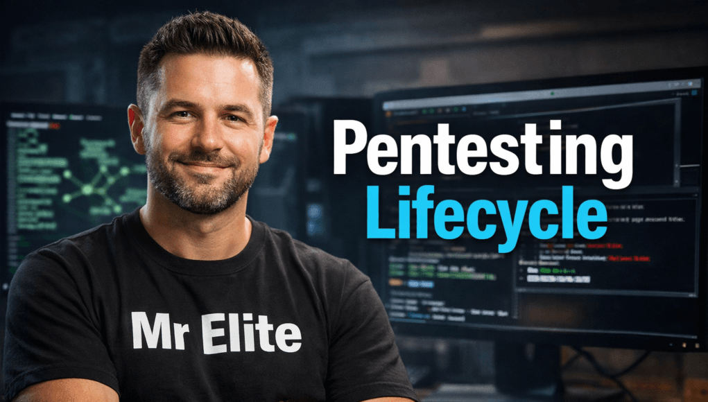 Pentesting Lifecycle explained by ethical hacker showing penetration testing phases including reconnaissance scanning exploitation and reporting