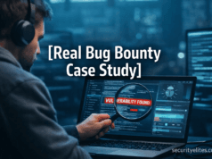Bug Bounty Case Study: 8 Steps to Discover an IDOR Vulnerability Cybersecurity researcher analyzing a bug bounty vulnerability on a laptop during a real bug bounty case study investigation