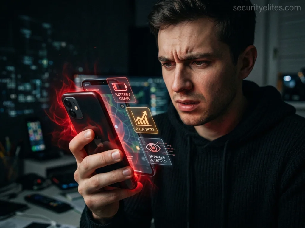 spyware on mobile detection signs battery drain overheating phone