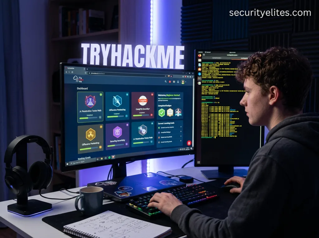 tryhackme cybersecurity training platform for beginners learning ethical hacking