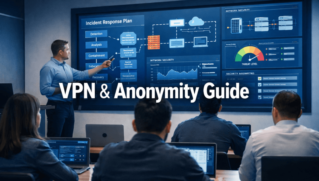 Cybersecurity training classroom teaching VPN and anonymity concepts for ethical hackers