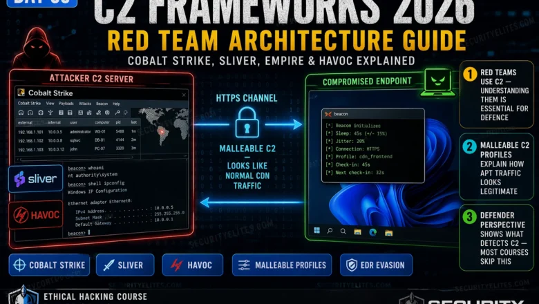 C2 Frameworks 2026 — Cobalt Strike, Sliver, Empire & Red Team C2 Architecture | Hacking Course Day35