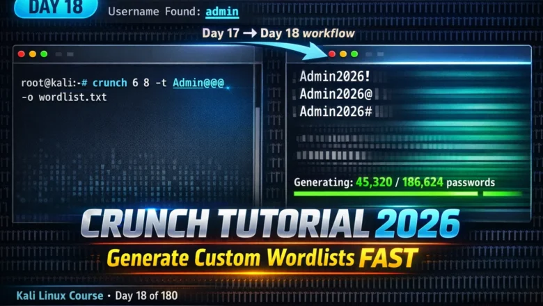Kali Linux Day18: Crunch Tutorial Kali Linux 2026 — Generate Custom Wordlists for Targeted Password Attacks