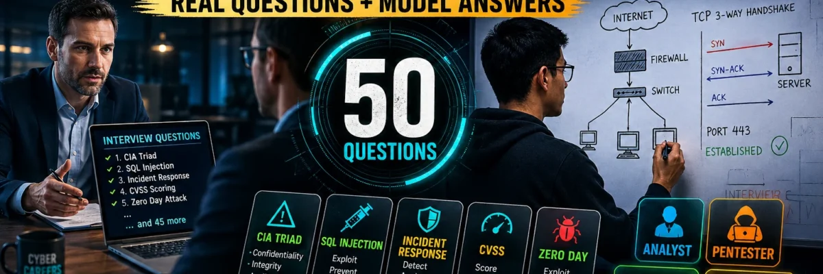 50 Cybersecurity Interview Questions 2026 — Real Questions + Model Answers
