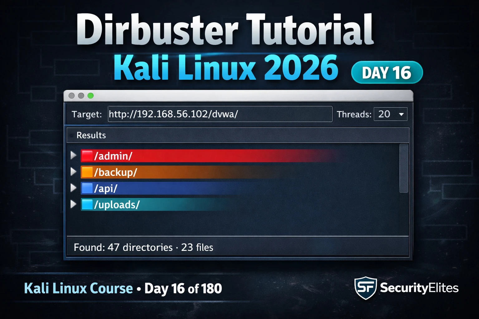 Kali Linux Day16: Dirbuster Tutorial Kali Linux 2026 — GUI Directory Brute Force & Hidden File Discovery
