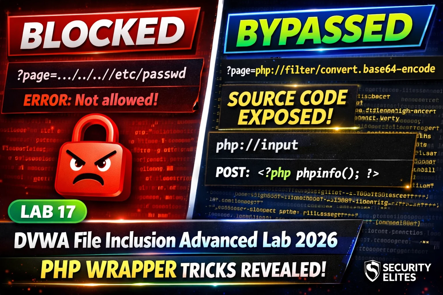 DVWA File Inclusion Advanced Lab 2026 — PHP Wrappers & Path Bypass Complete Walkthrough | Hacking Lab17