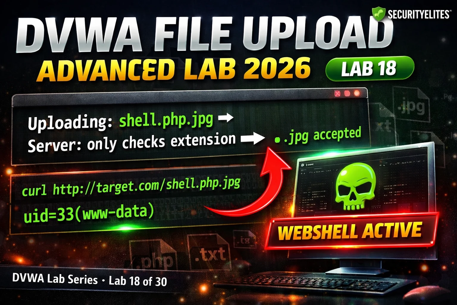 DVWA File Upload Advanced Lab 2026 — Extension Bypass & MIME Spoofing Complete Walkthrough | Hacking Lab18