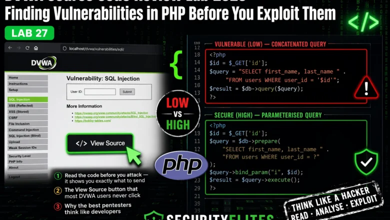 DVWA Source Code Review Lab 2026 — Finding Vulnerabilities in PHP Before You Exploit Them | Hacking Lab27