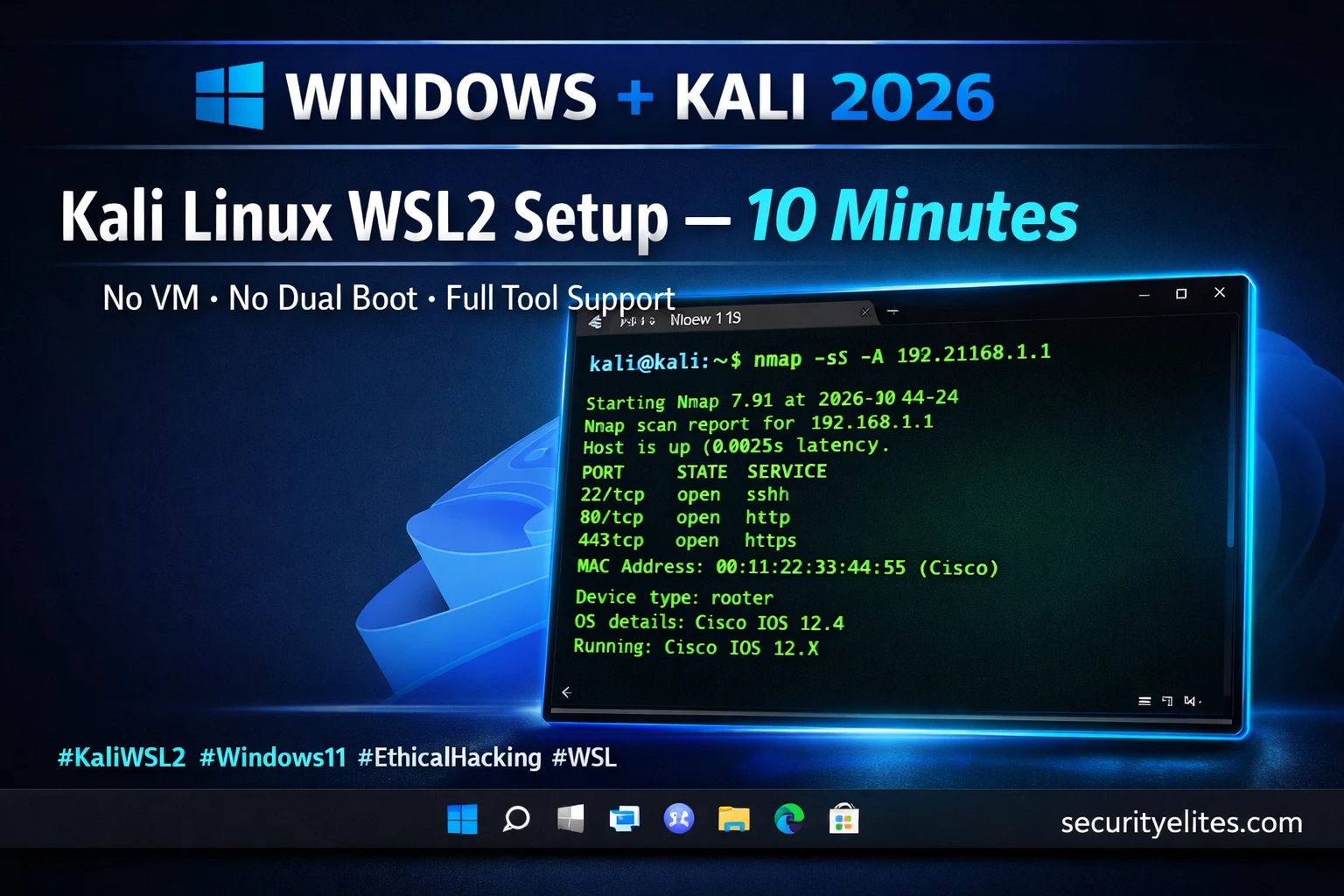 Kali Linux WSL2 Setup 2026 — Install, Configure & Run Tools on Windows in 10 Minutes