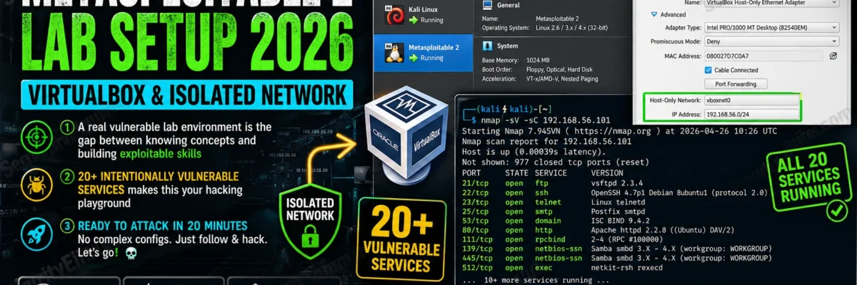 Metasploitable Lab Setup 2026 — VirtualBox, Isolated Network & First Connection | Hacking Lab 31