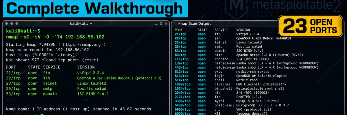 Metasploitable Nmap Enumeration Lab 2026 — Complete Walkthrough | Hacking Lab 32