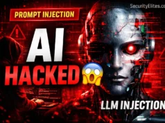 Prompt Injection Attack & LLM Hacking 2026 — How Hackers Attack AI Systems (Complete Guide) Prompt injection attack 2026 showing AI hacked with LLM injection cybersecurity threat