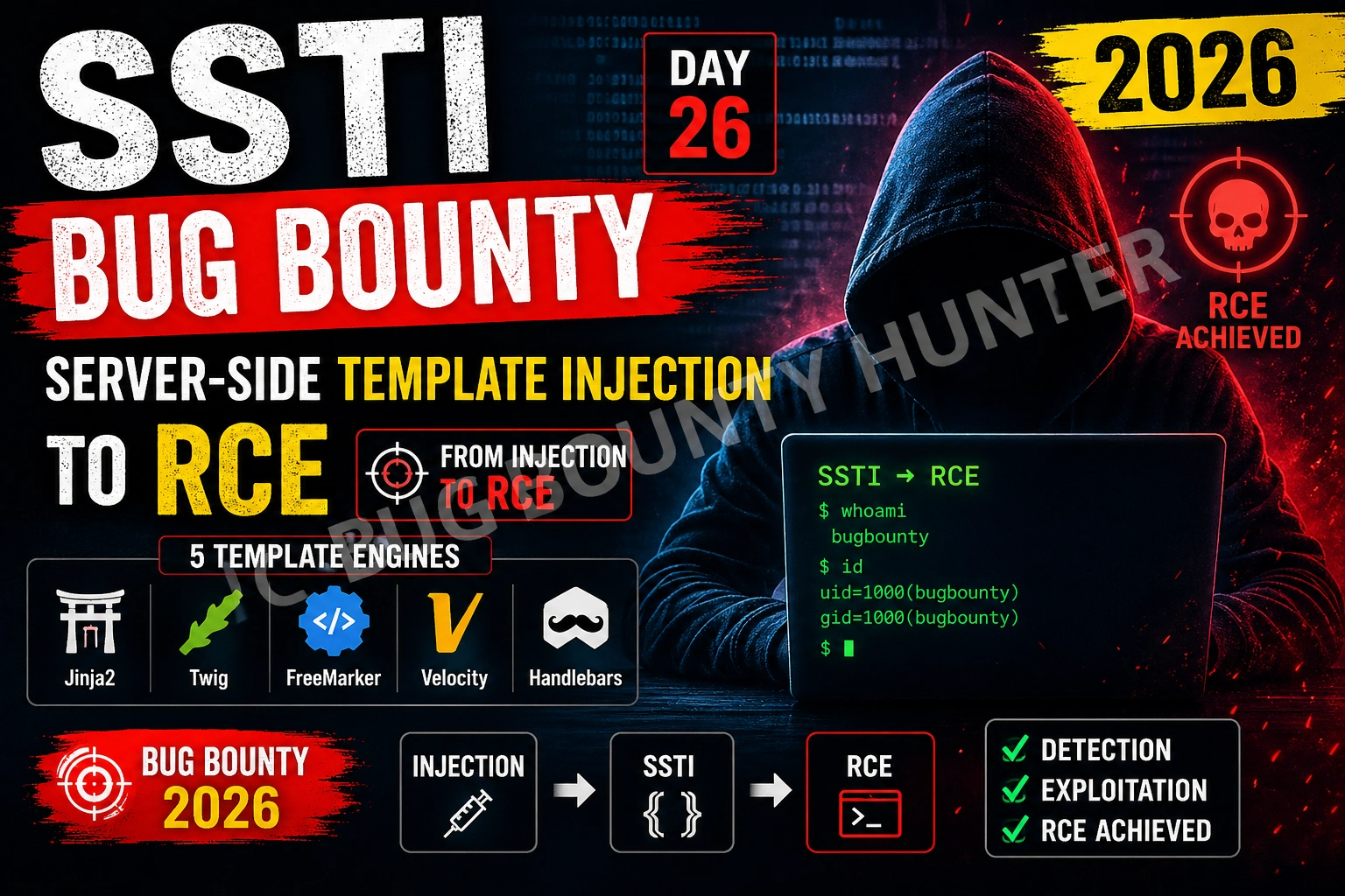ssti bug bounty 2026 server side template injection rce image SSTI Bug Bounty 2026 — Server-Side Template Injection to RCE on 5 Template Engines | BB Day 26