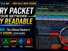 Kali Linux Day 8: Wireshark Tutorial 2026 — Capture & Analyse Real Network Traffic (Complete Guide) Wireshark tutorial in Kali Linux 2026 showing packet capture, HTTP credentials in plain text, DNS and TCP analysis for ethical hacking