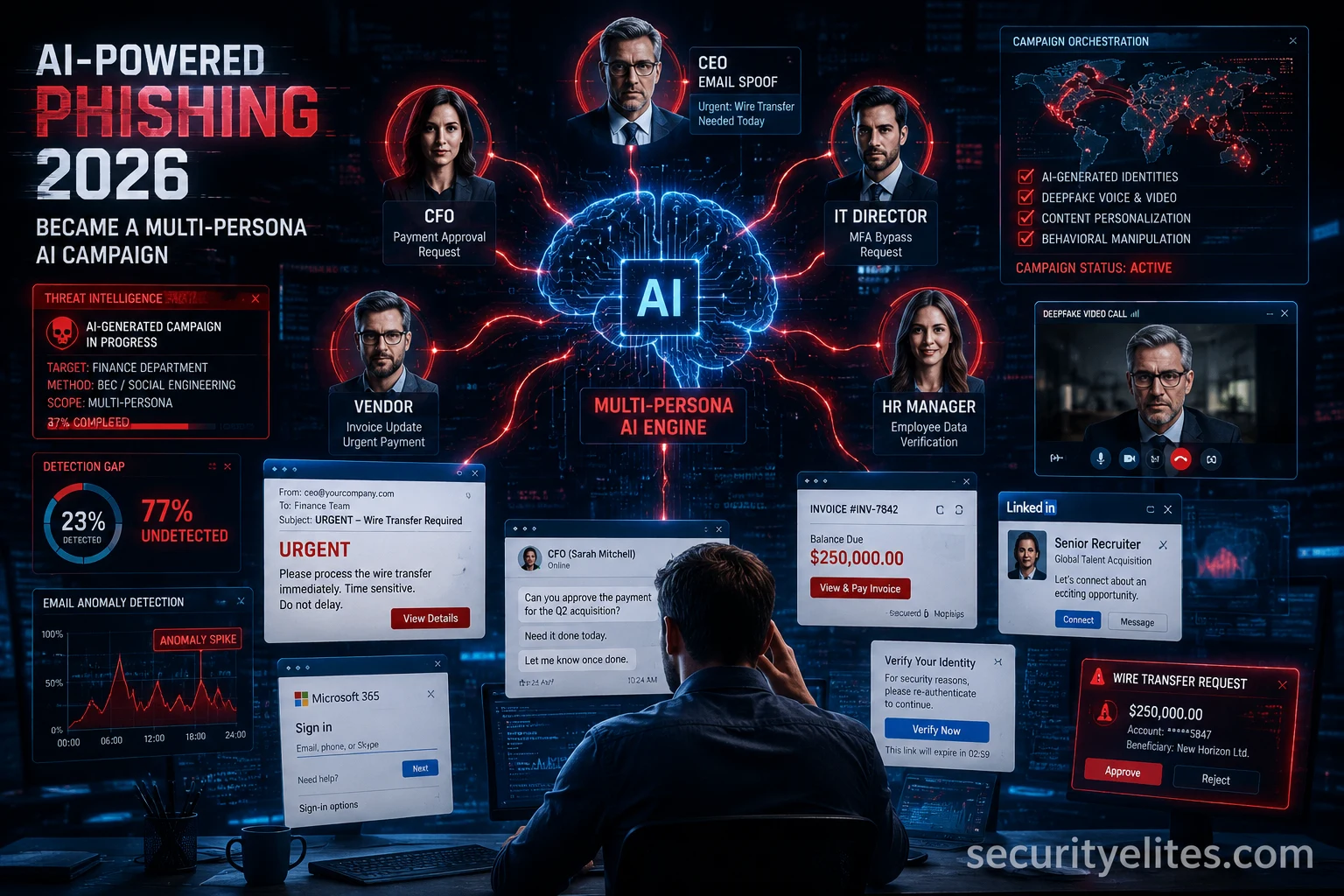 ai powered phishing 2026 bec multi persona ai campaign image AI-Powered Phishing — How BEC Became a Multi-Persona AI Campaign