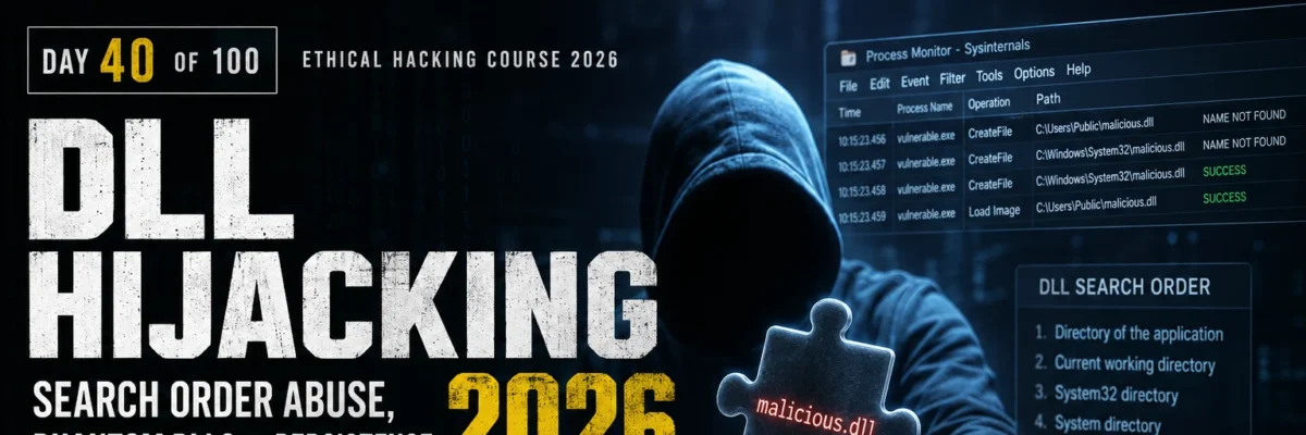 DLL Hijacking — Search Order Abuse, Phantom DLLs & Persistence | Hacking Course Day 40