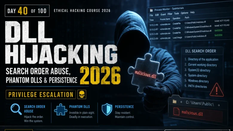 DLL Hijacking — Search Order Abuse, Phantom DLLs & Persistence | Hacking Course Day 40